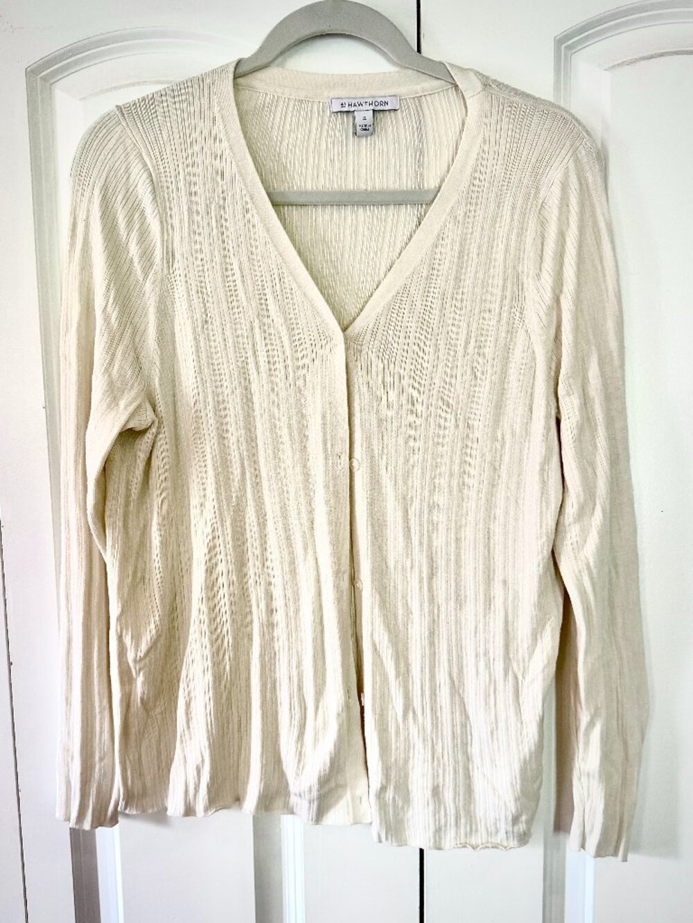 41 Hawthorn Ribbed Texture Cardigan | Cream | Size 1X | Stitch Fix